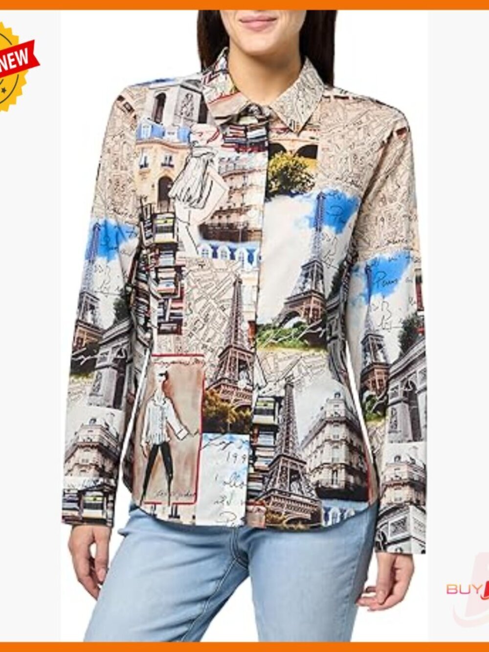 Long Sleeve Printed Blouse Relaxed Fit Lightweight Cotton Work to Dinner